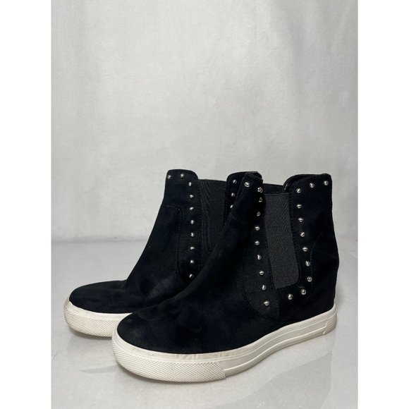 Aldo Shoes Ankle High Heels Black Suede Studded Womens Shoes 8 38.5 Platforms - Picture 2 of 11